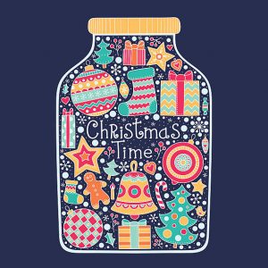 Christmas glass jar