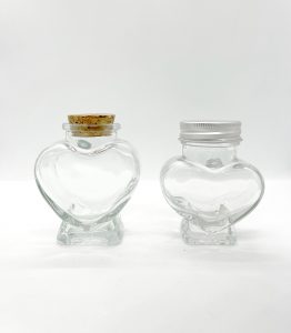 love shape mini glass jar screw and cork cap