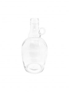 fat round glass bottle with mini handle