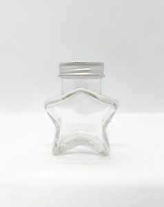 star mini glass jar silver screw cap