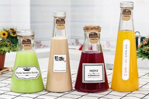 slanted side with round base clear glass bottles