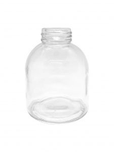 fatty clear glass bottle