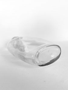 oval bottom base clear glass bottle